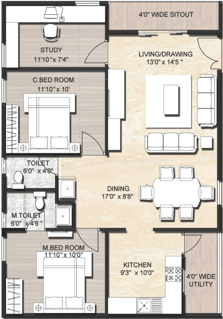 floor plan 1000 sq ft 2