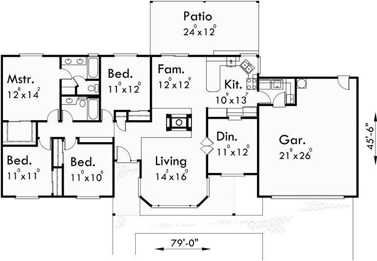 floor plans 4 bedroom ranch 3