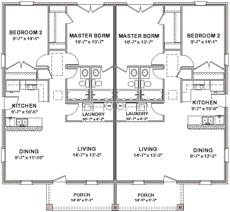 floor plans duplex 2 bedroom 4