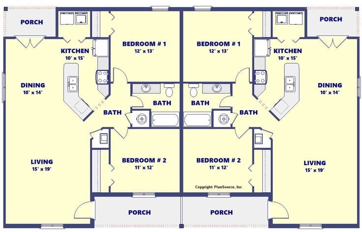 floor plans duplex 2 bedroom 4