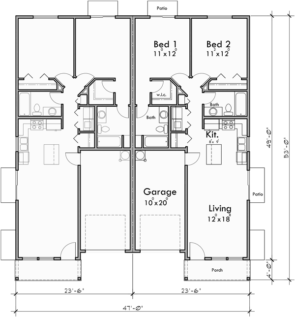 floor plans duplex 2 bedroom 1