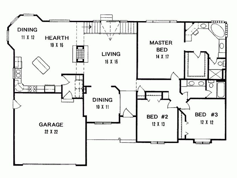 floor plans for 3 bedroom ranch homes 3