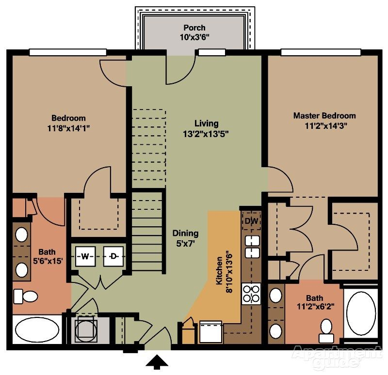 floor plans for a 2 bedroom 2 bath house 1