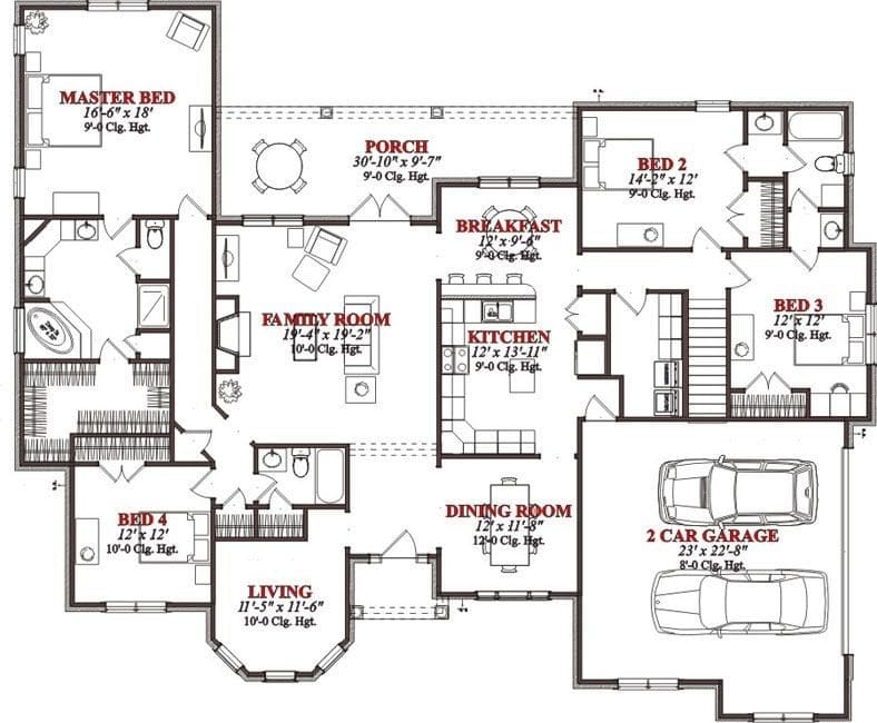 floor plans for a 4 bedroom house 2