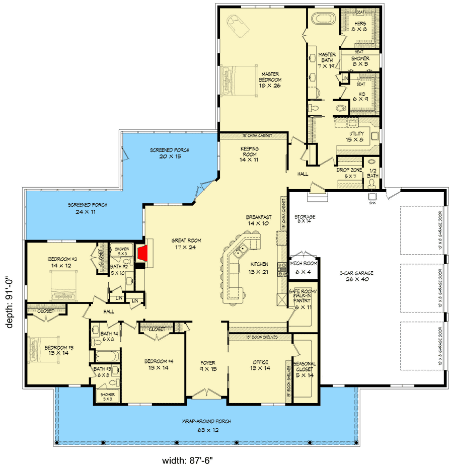 floor plans for a 4 bedroom ranch house 1
