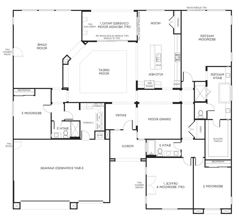 four bedroom floor plans single story 3
