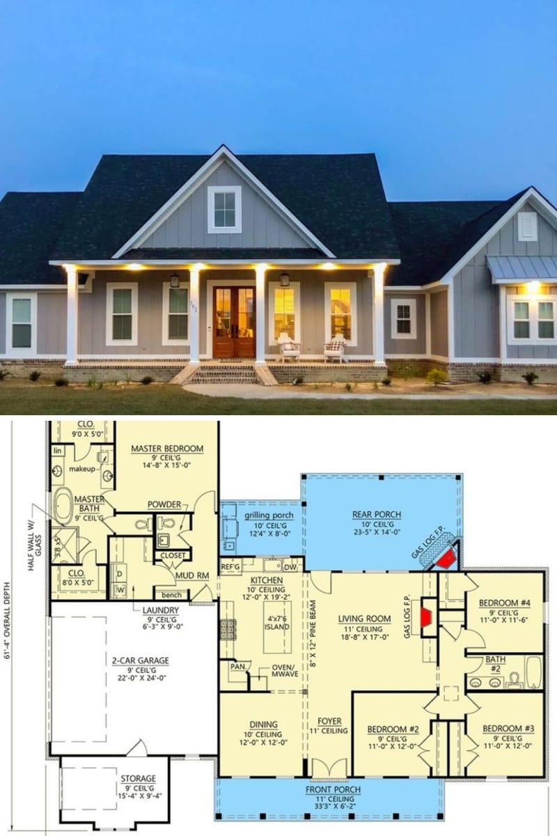 four bedroom floor plans single story 4
