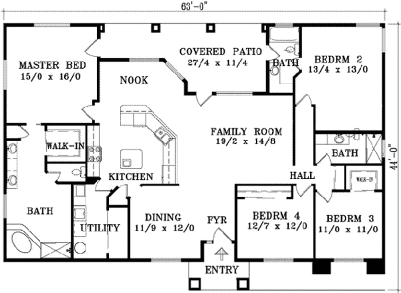 four bedroom floor plans single story 5