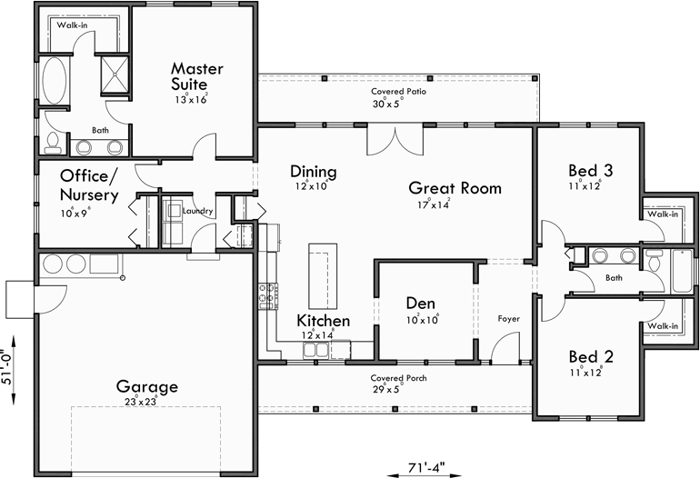 four bedroom floor plans single story 5