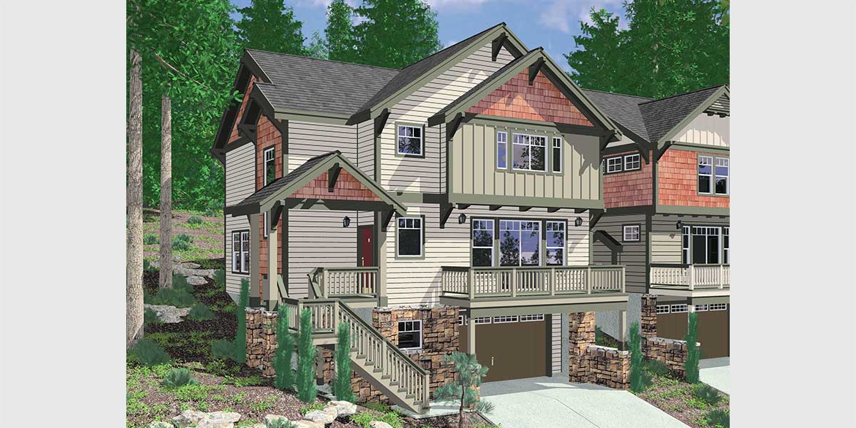 front sloping lot house plans 4