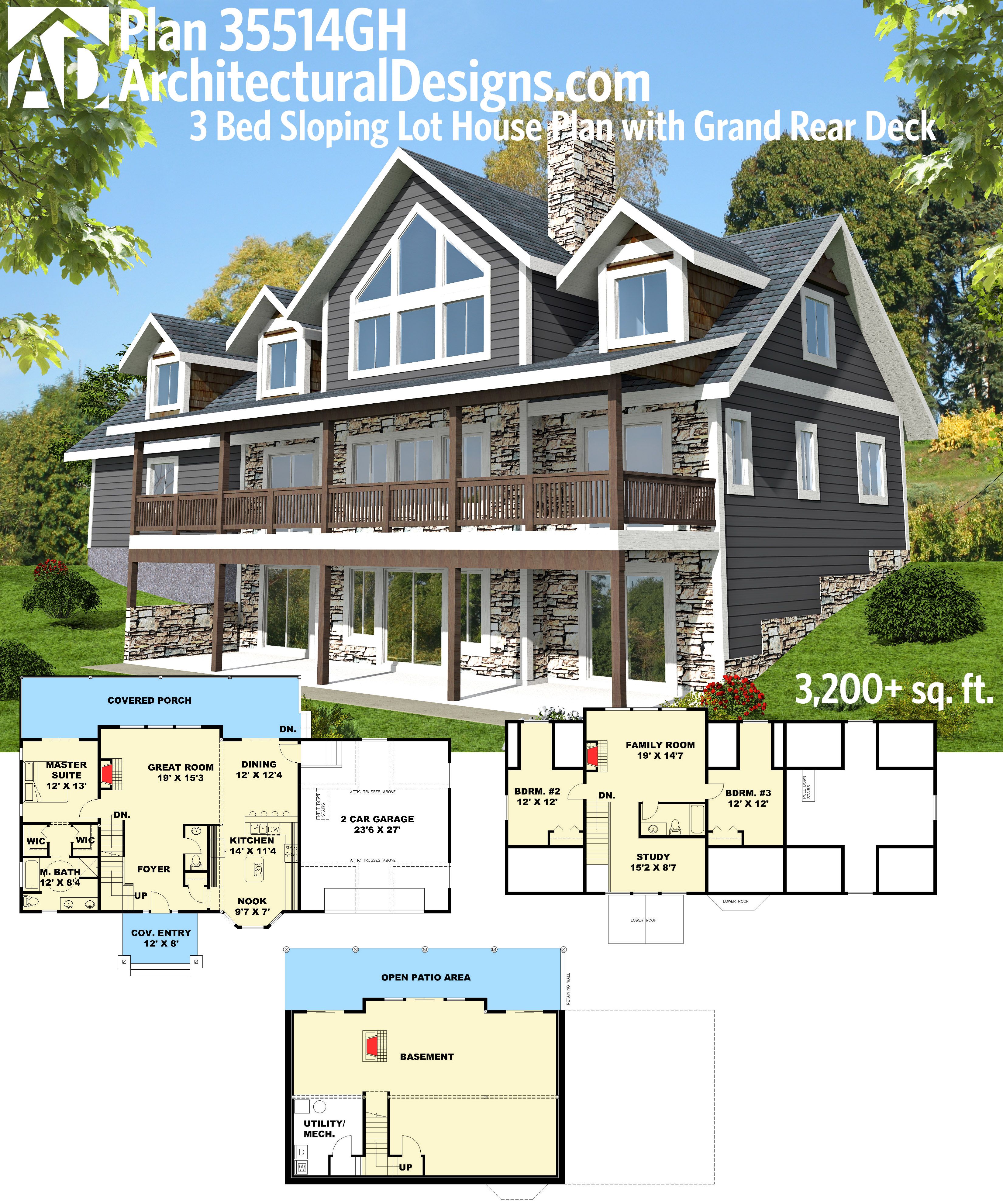 front sloping lot house plans 5