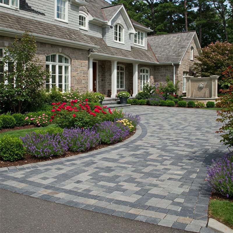 front yard half circle driveway designs 2