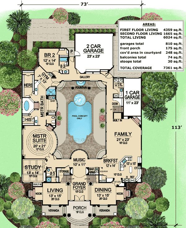 hacienda style home plans with courtyards 3