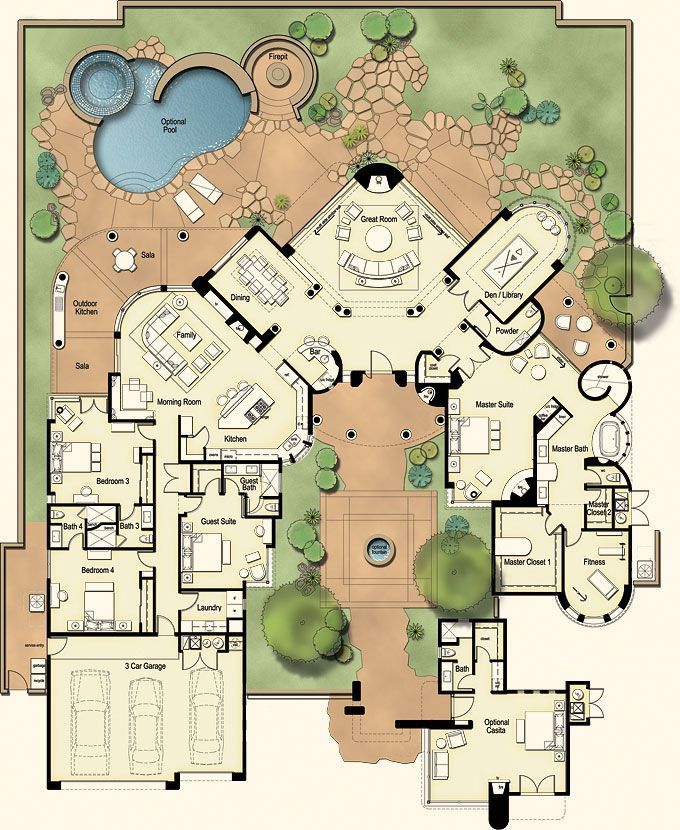 hacienda style home plans with courtyards 4