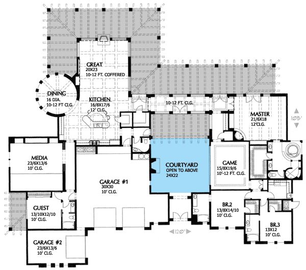 hacienda style home plans with courtyards 4