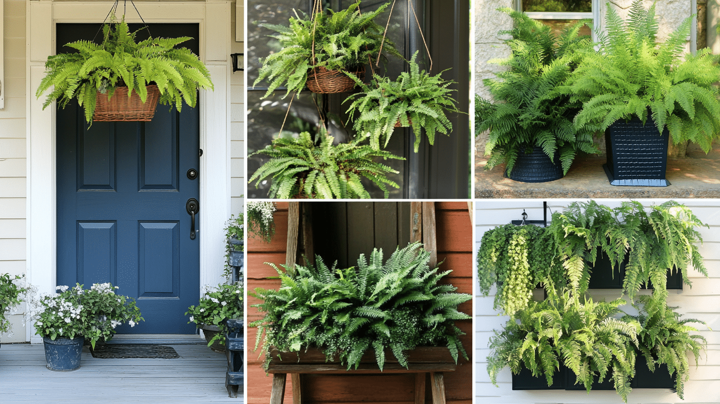 hanging ferns on front porch 4