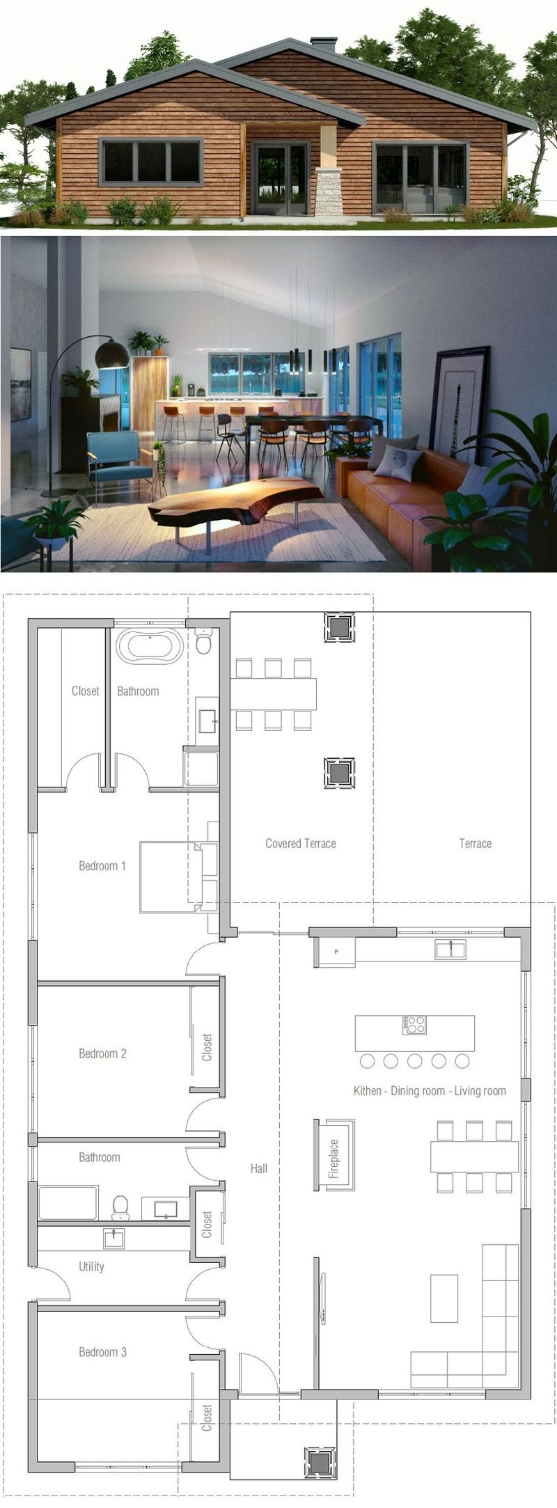 home plans with kitchen in front of house 5