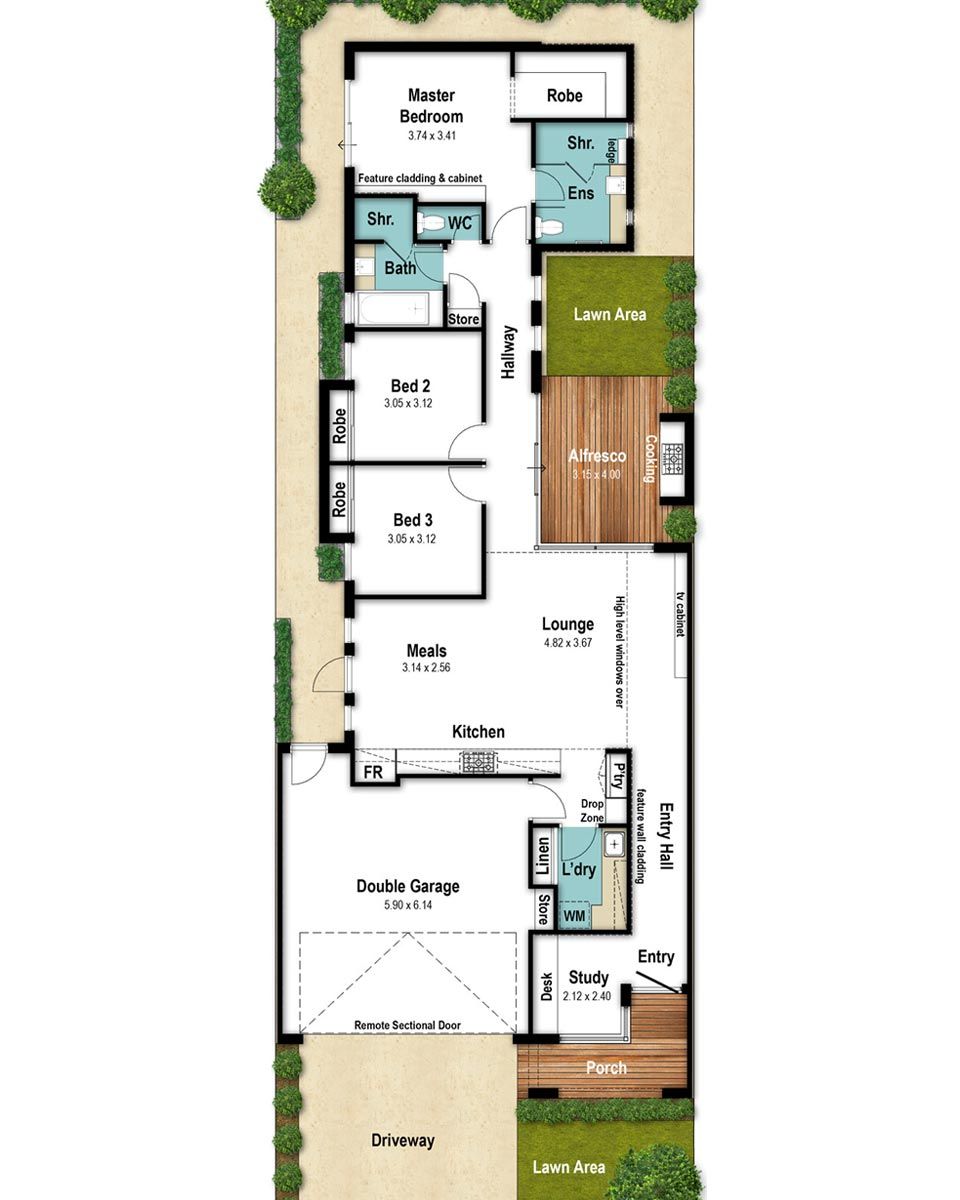 house floor plans narrow lot 5