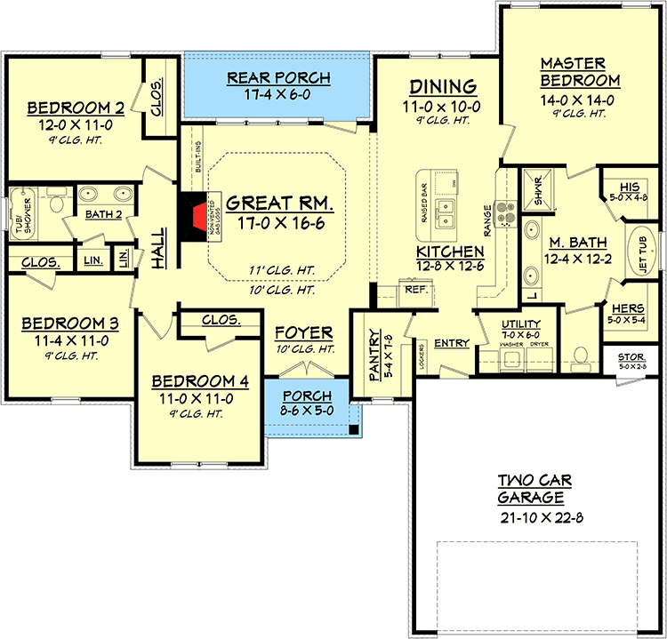 house plans for 4 bedroom house 2