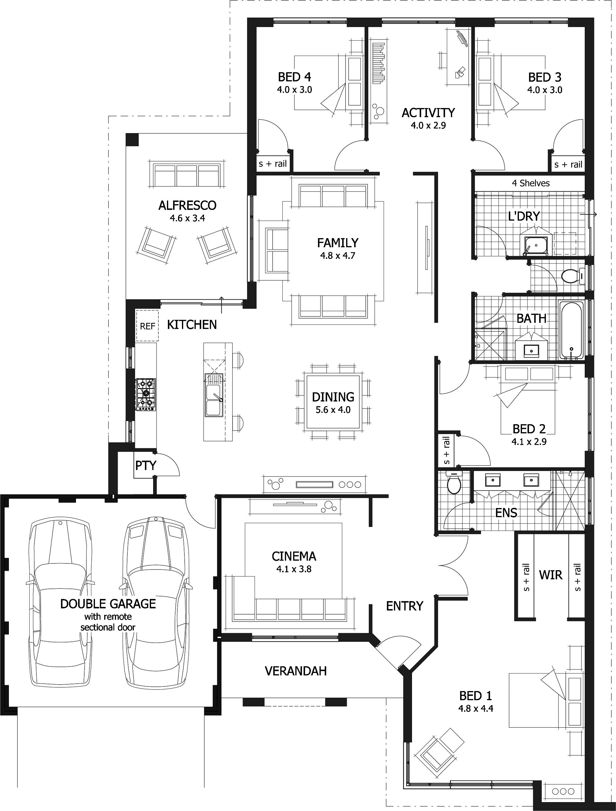 house plans for 4 bedroom house 2