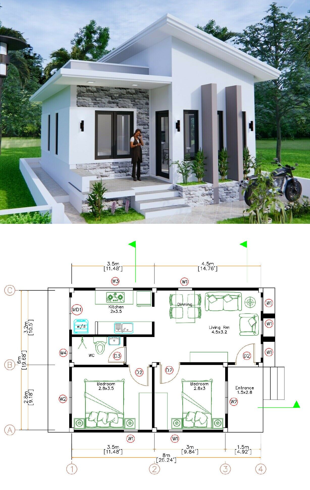 house plans for two bedroom house 5