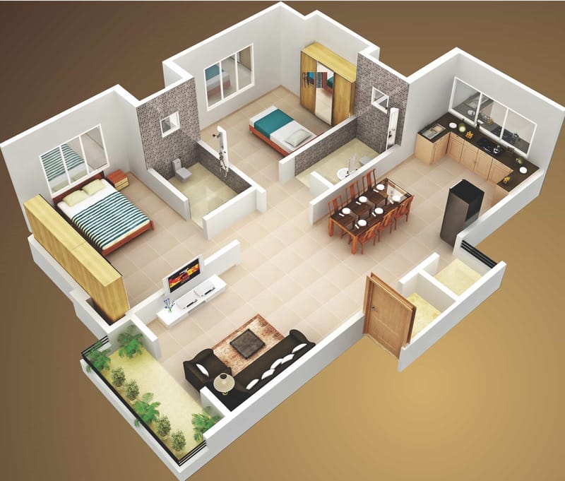 house plans for two bedroom house 3