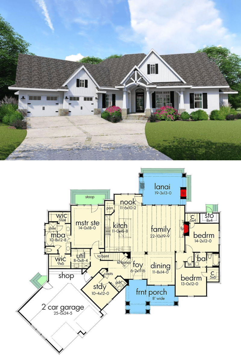 house plans two story 4 bedrooms 2