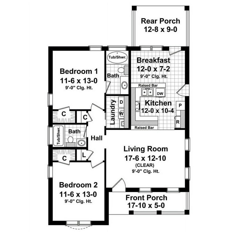 house plans with 2 bedrooms and 2 baths 5