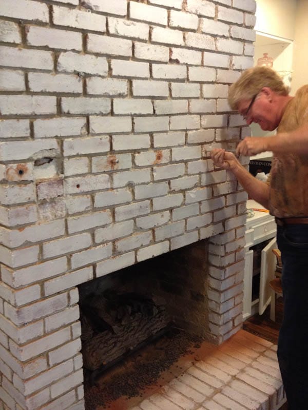 how do you attach a mantel to a brick fireplace 1