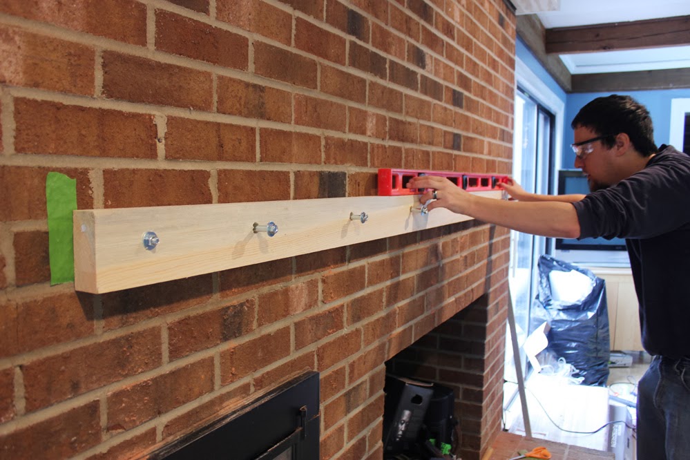 how to attach a mantel to a brick fireplace 3