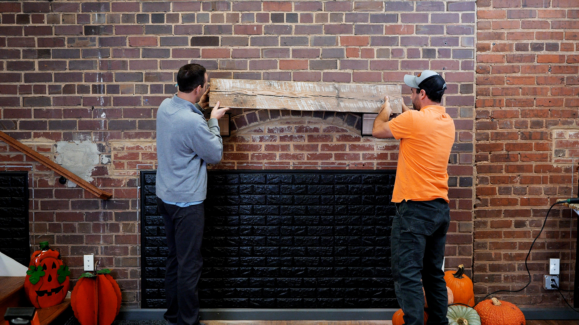 how to attach a mantel to a brick fireplace 4