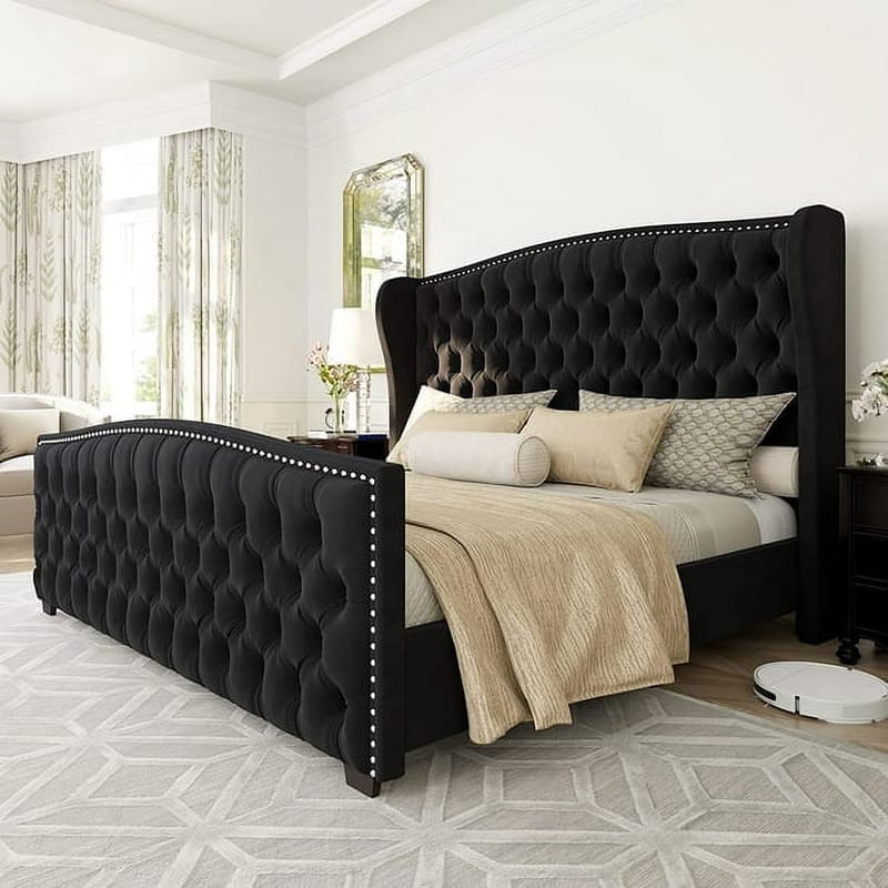 king size velvet bed frame 1