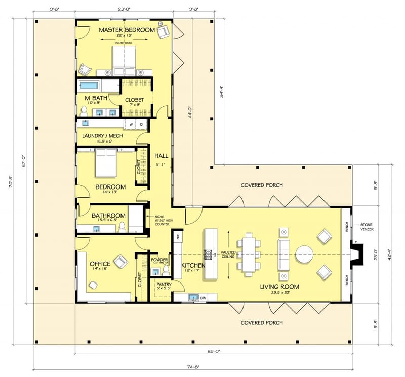 l shaped ranch style house plans 1