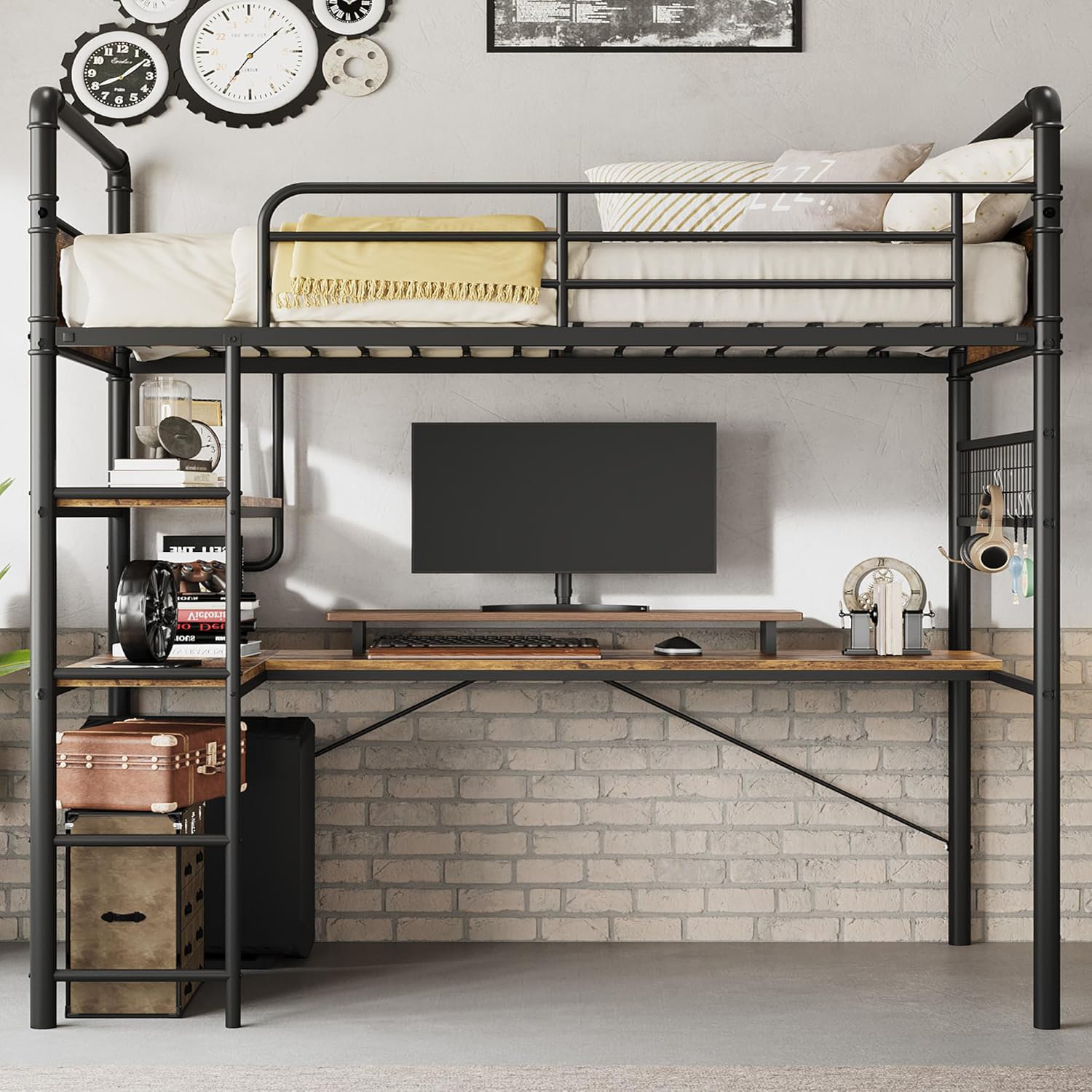 loft bunk bed with desk underneath 5