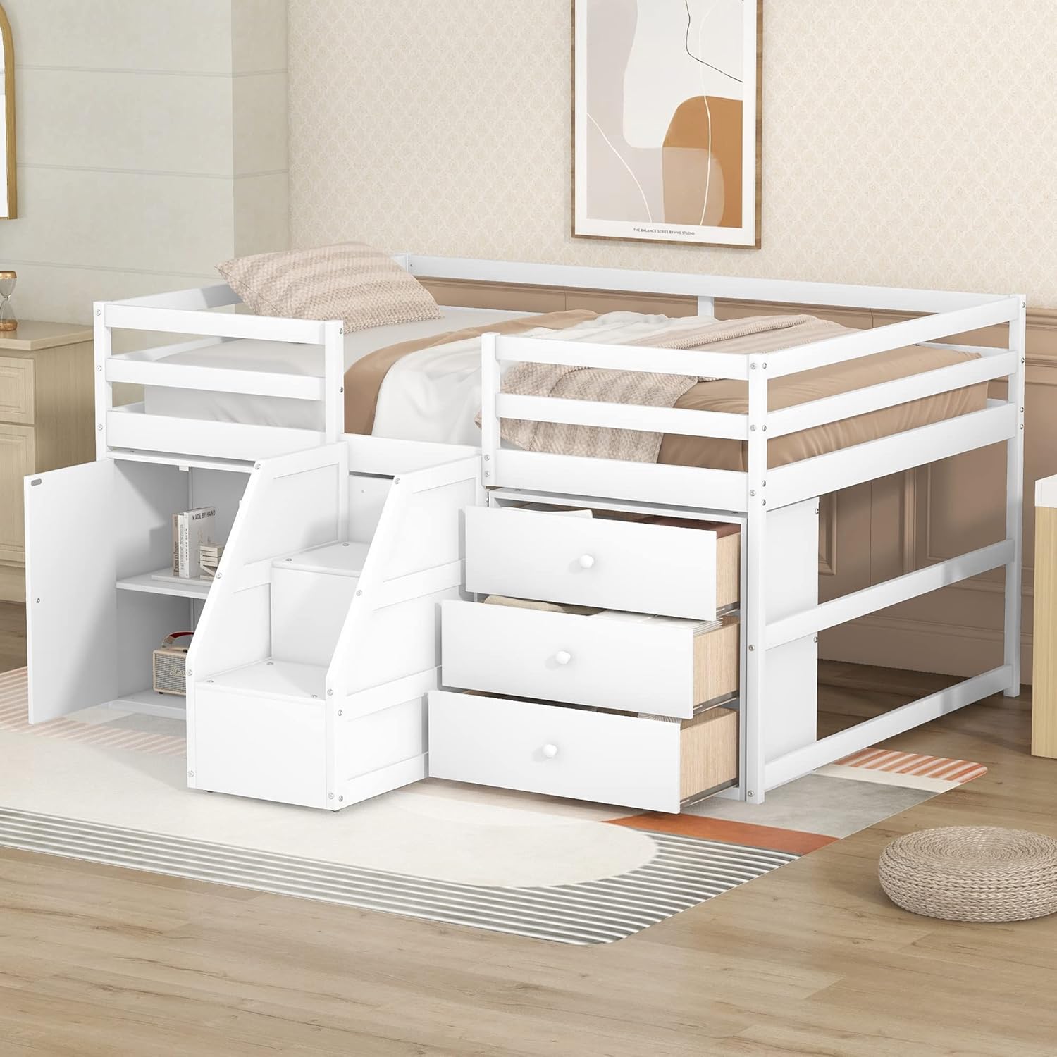 low loft bed with dresser 5
