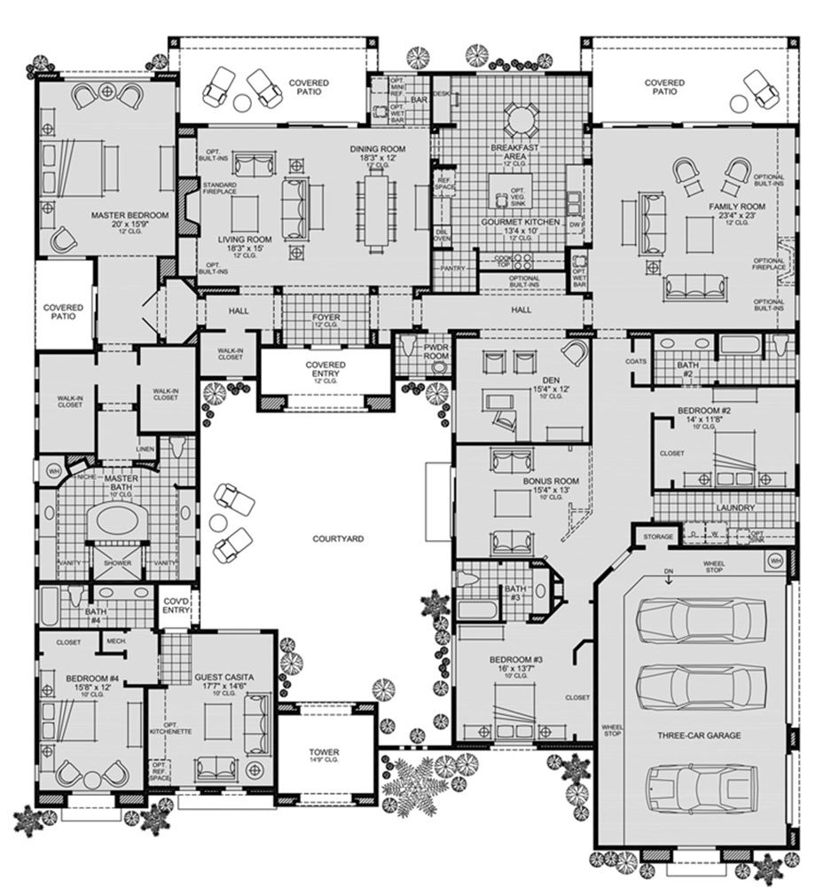 luxury one story house designs 3