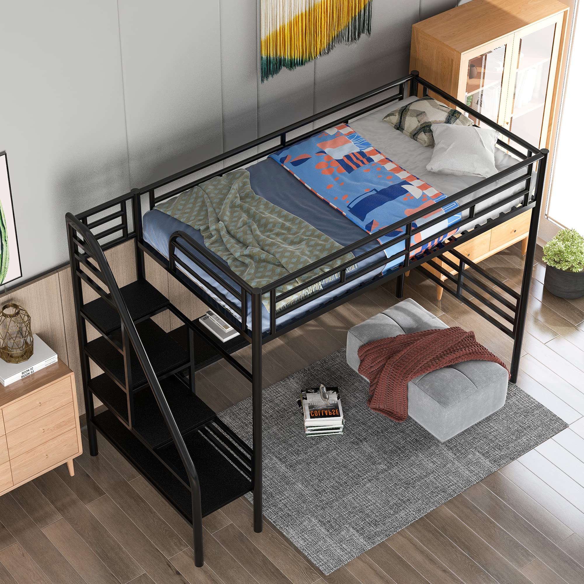 metal bunk bed with stairs 5