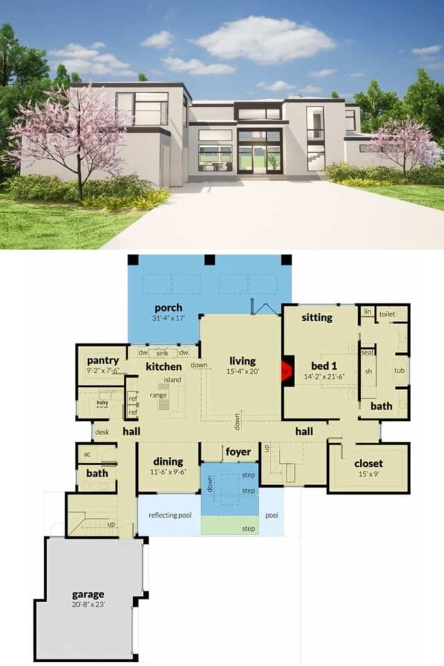mid century modern floor plan 3