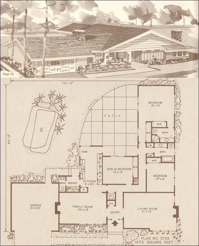 mid century modern ranch style house plans 3