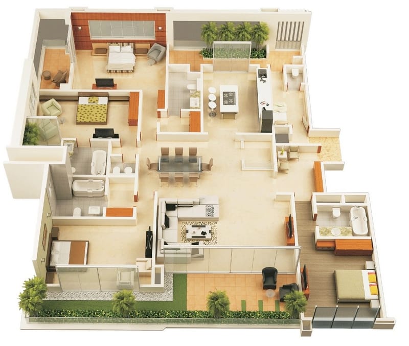 modern 4 bedroom house design 3