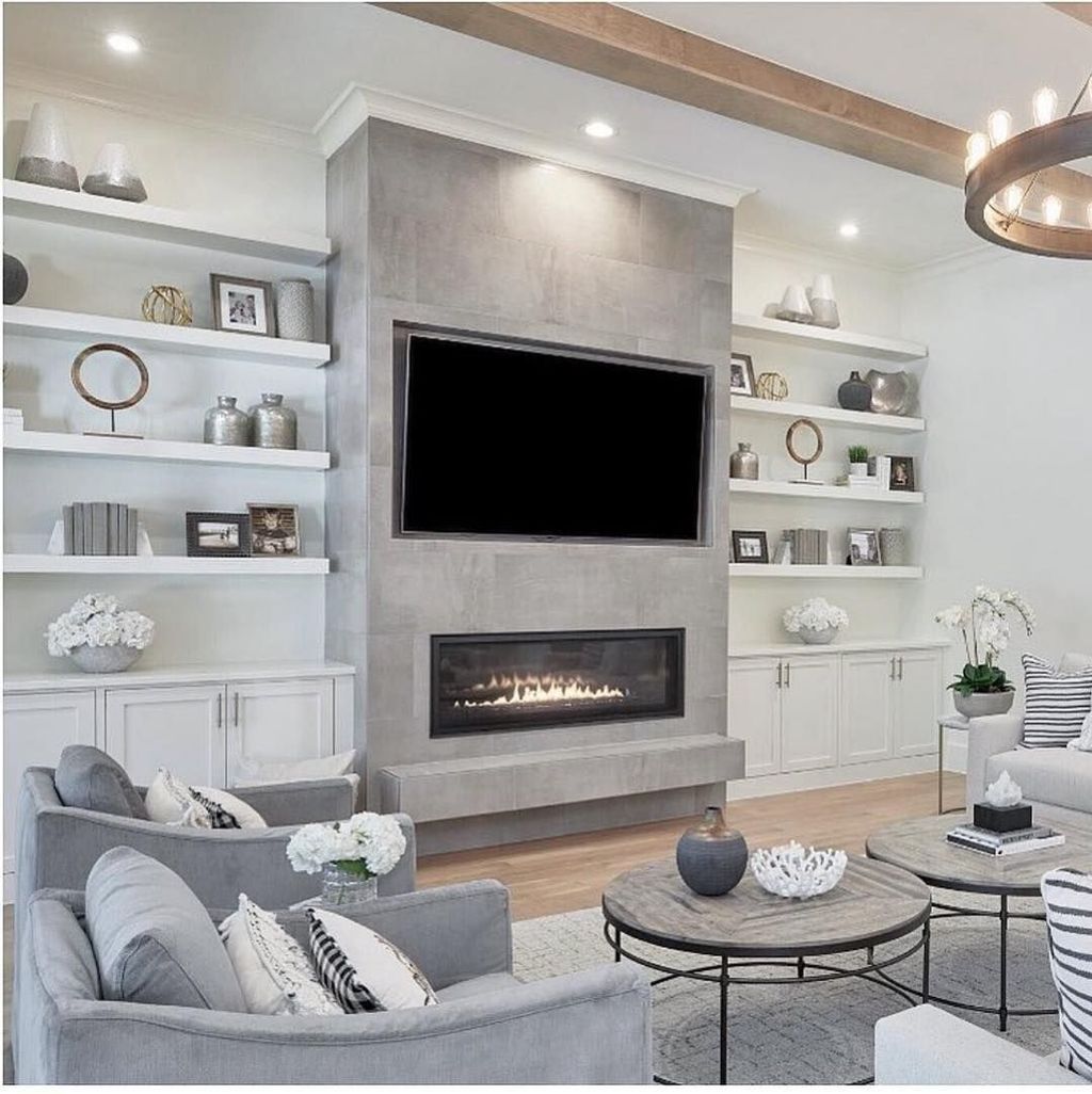 modern fireplace ideas with tv above 2