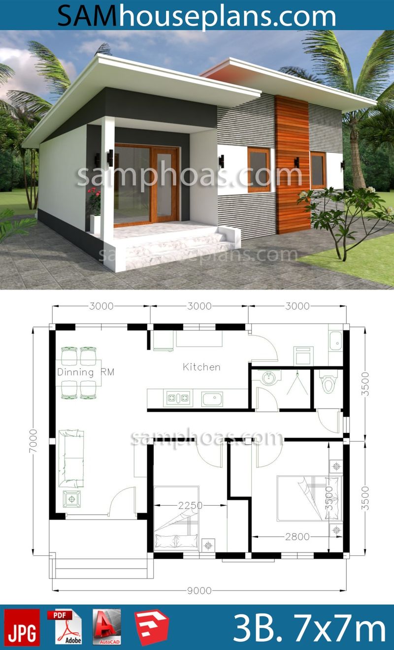 modern two bedroom house plans 1