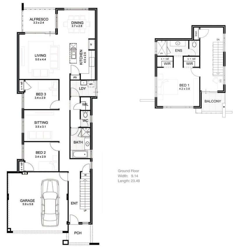 narrow 2 story house plans 4