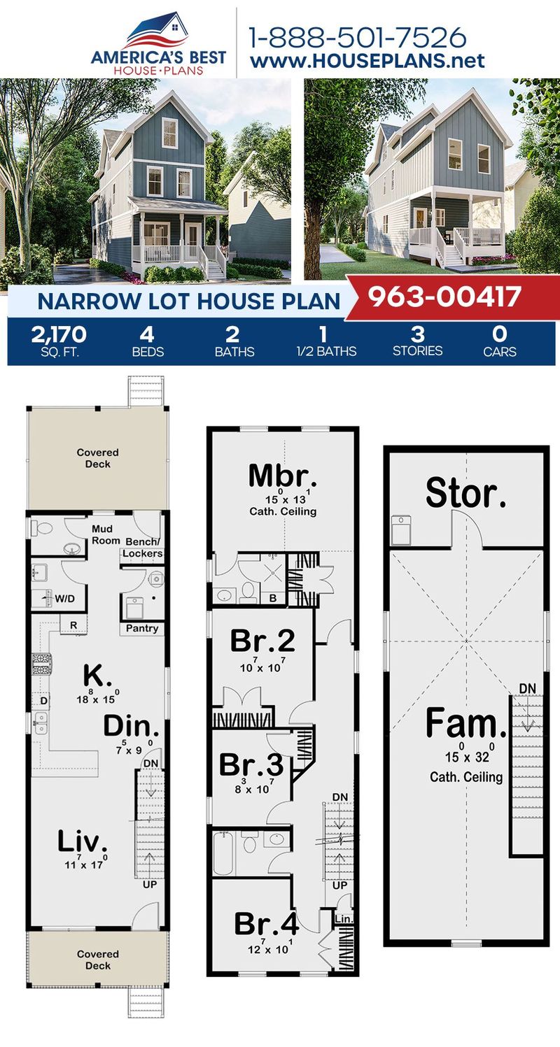 narrow 2 story house plans 5