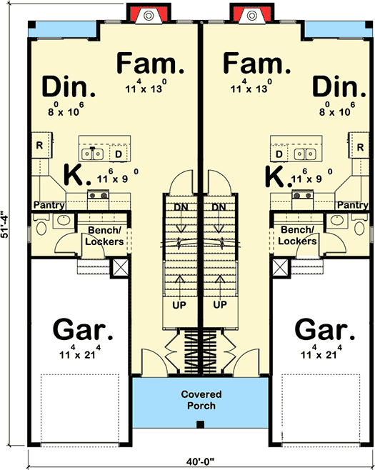 narrow lot duplex home plans 2