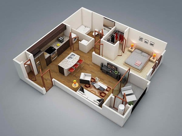 one bedroom apartment layout plan 2