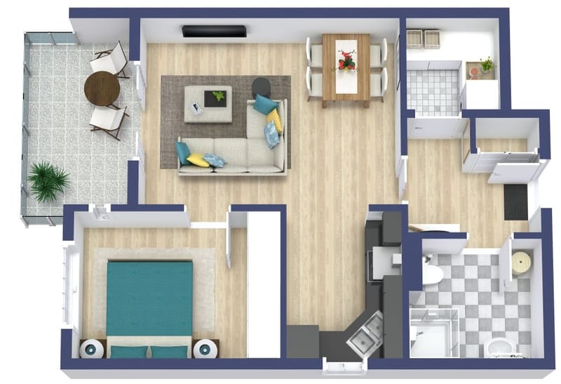 one bedroom apartment layout plan 5