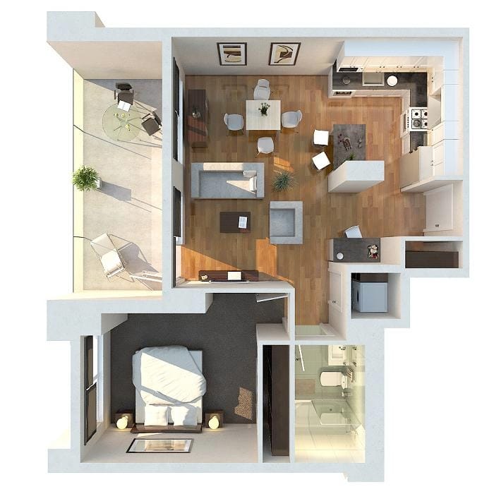 one bedroom apartment plans and designs 4