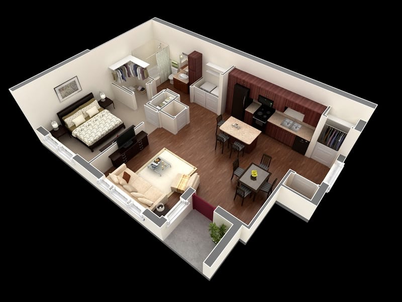 one bedroom apartment plans and designs 2