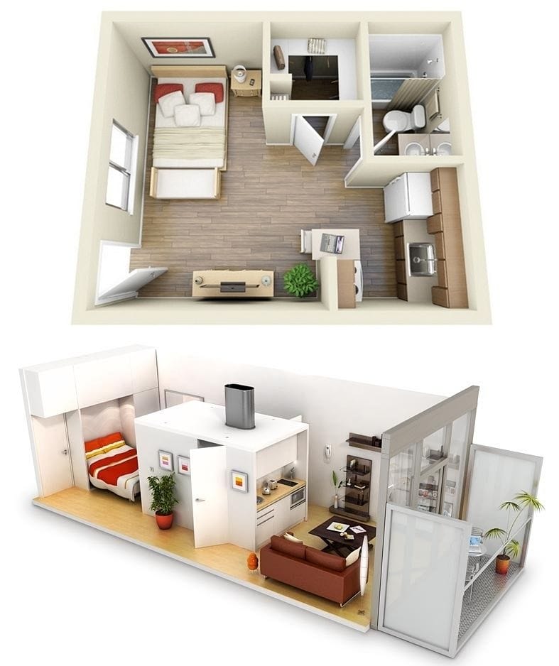 one bedroom apartment plans and designs 5